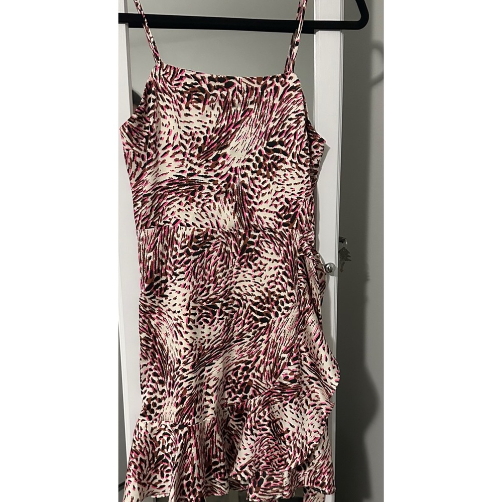 Express Pink and White Spaghetti Strap Mini Dress